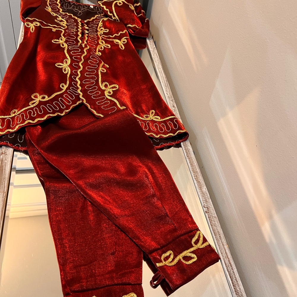 Red Sateen Embroidered Princess Jasmine Costume Suit